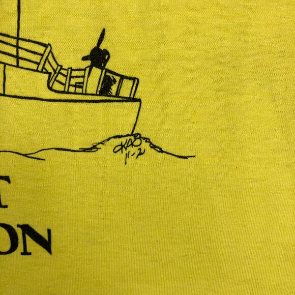 Fruit of the Loom T-Shirt Mens Size M Yellow Vietnam 1967 Point Caution USCG - Picture 7 of 10